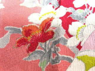 008BCF 2236 Silk Fabric 1930s Vintage Japanese kimono Pale Pink Hand Painted 2