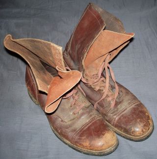Ww2 Us Airborne Paratrooper Jump Boots,  Heavily -