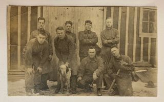 Rppc Real Vintage Photo Postcard Wwi Blacksmith Gang 1917 York Estate
