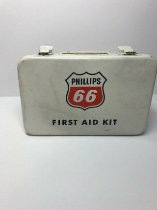 Vtg Phillips 66 Gas & Oil First Aid Kit Metal Box Service Station Scarce 50s 60s