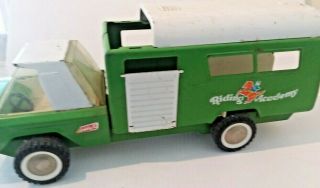 Vintage 70s Buddy L Riding Academy Horse Hauler Truck Lime Green & White 18 