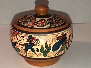 Peruvian Pottery Sugar Bowl Chinchero Peru Cusco Hand Painted Psg Clay Bowl