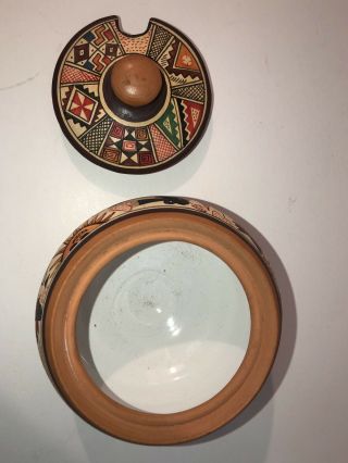 Peruvian Pottery Sugar Bowl Chinchero Peru Cusco Hand Painted PSG Clay Bowl 3