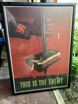 Authenticated This Is The Enemy 1943 Vintage World War 2 Poster 31 X 42.  5 "