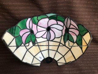 VINTAGE TIFFANY STYLE STAINED GLASS WALL SCONCE LAMP SHADE 3 2