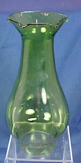 Vintage Green Kerosene Oil Lamp Glass Chimney No.  1 Style Ruffled Design Top