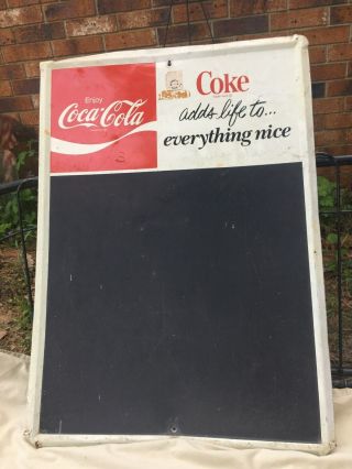 Vintage Coca - Cola Chalkboard Sign Coke Adds Life To Everything