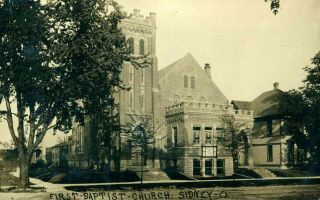 Sidney Oh Ohio,  Rppc First Baptist Church,  1909 Real Photo Post Card