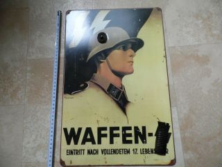 Small Metal Sign For Enlistment In The Waffen Xx Ww2 Found In Germany