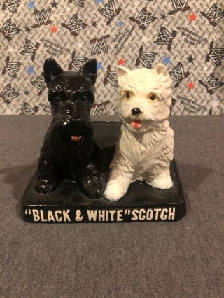 Black & White Scotch Whisky Plastic Bottle Holder Advertising Dogs Vtg