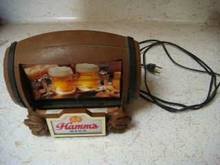Vintage Hamm’s Beer Light - Up Rotating Barrel Bar Sign