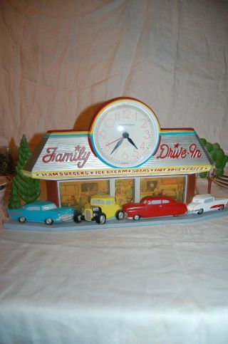 Family Drive - In Diner Clock Usa Haven Quartz 1988 Vintage