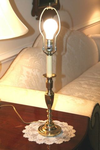 Vintage Baldwin Brass Georgian Polished Brass Table Lamp Made In U.  S.  A.