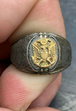 Wwii Us Army Sterling Silver,  10k Gold Size 11 Men 
