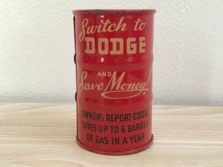 Vintage Dodge Auto Truck Oil Can Sign Coin Bank Gas Station Tin Car Automobile