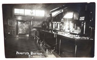 Rppc Interior View Of Prasty’s Buffet And Tavern In Danville,  Illinois Union Bar