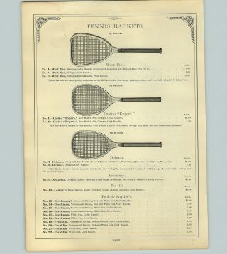 1890 Paper Ad 4 Pg Knickerbocker Casino,  Flat Top Tennis Racket Ayers 