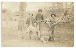 Hunting Rppc Rough Looking Overalls Group Captured Dead Wolf 1910s