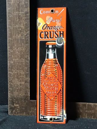 Vintage 1920 Orange Crush " Come In " Porcelain Gas Station Door Push Sign Soda