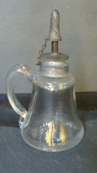 Ca 1850 Flint Glass Finger Whale Oil Lamp,