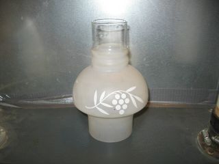 Flower White Frosted Glass Chimney Oil / Kerosene Lantern Lamp 7 1/2 " Fitter 3 "