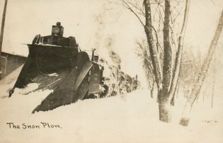 Mich Rppc G.  R.  & I.  Railroad Snow Plow Mancelona Michigan Real Photo Postcard