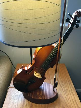 One Of A Kind Violin Table Lamp With A Bow.  And Camera Lamp