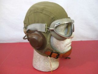 Wwii Us Army Air Force Aaf Type A - 8 Flying Helmet W/goggles Id 