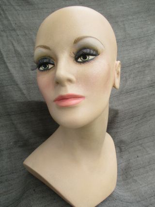 Vintage 1960s Woman Female Mannequin Head Lifesize Bust Store Display