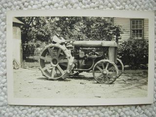 Rppc - Early Metal Wheel Tractor - Fordson - Real Photo - Farming - Gas Engine