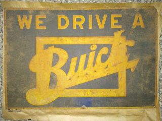 1930s 1940s We Drive A Buick Tin Sign