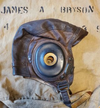 Usaaf Extra Large Type A - 11 Leather Flying Helmet With Ww2 Owner 