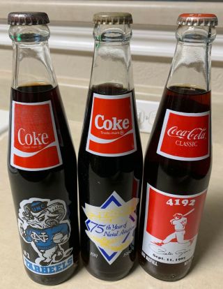 Ebay (3) Coca Cola Bottles - Pete Rose,  Nc Tarheels,  75th Naval Aviation