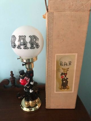 Vintage Hobo Drunk Man Charlie Chaplin Bar Lamp Light W/ Box Red Nose Light Up