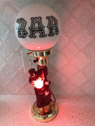 Vintage HOBO DRUNK MAN Charlie Chaplin Bar Lamp Light w/ Box RED NOSE Light Up 3