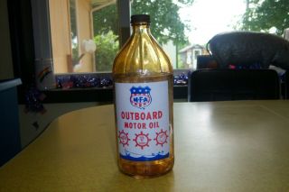 Vintage - M.  F.  A.  - Glass Oil Bottle - (m.  F.  A.  Company) - Outboard Motor Oil -