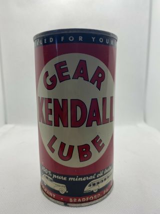Vintage Rare 1940s Kendall Gear Lube Full Metal Can Gas Oil Different Top