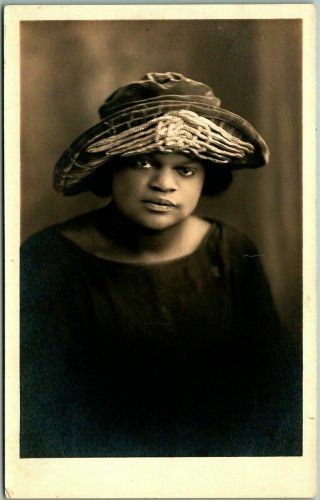 1930s Rppc Photo Postcard African American Black Woman Studio Portrait