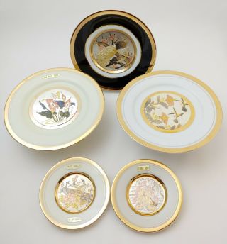 Himark The Art Of Chokin Collector Plates 24kt Gold Edge Fine Porcelain Set Of 5