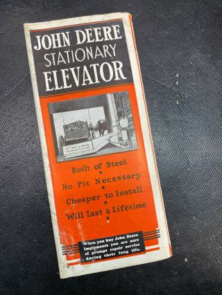 Vtg 1937 John Deere Stationary Elevator Brochure Booklet Pamphlet Farm Tractor