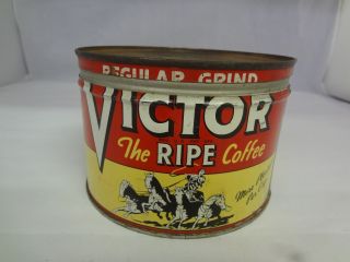 Vintage Victor Brand Coffee Tin Advertising Collectible 131 - Y