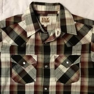 BOY ' S WESTERN ELI CATTLEMAN PEARL BUTTON SHIRT SIZE YOUTH LARGE YL 2