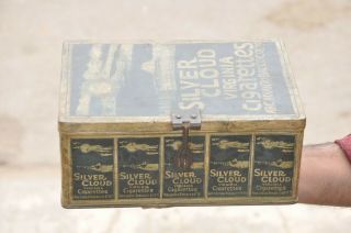 Vintage Silver Cloud Virginia Cigarettes Ad Litho Tin Box