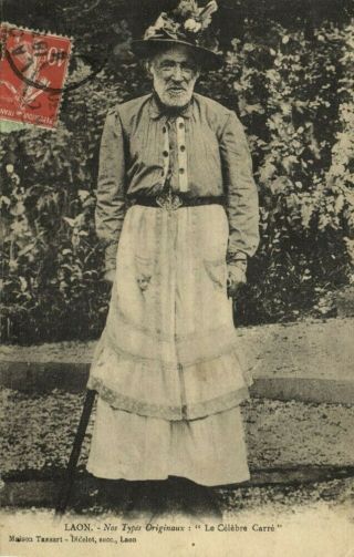 Transvestite Bearded Man With Dress In Laon,  Le Célèbre Carré (1913) Postcard
