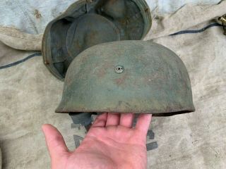 Wwii Ww2 German Paratrooper Helmet M38 Camo With Cover Size 71