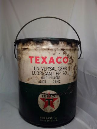 Vintage Texaco Oil 5 Gallon Green Can - Universal Gear Lubricant