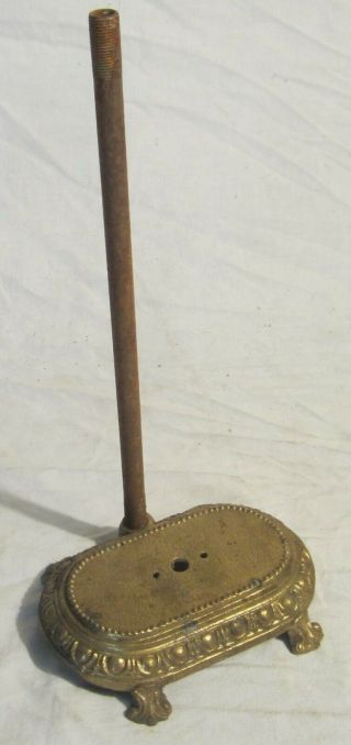 Brass Victorian Lamp Base - - 5 " X 3 - 3/4 " Oval - - With 9 - Inch Threaded Riser Tube