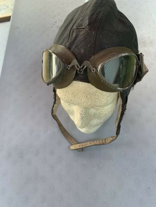 Ww2 German Luftwaffe Flight Helmet And Goggles