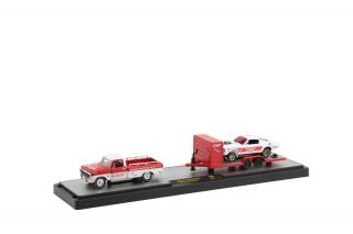 M2 Machines Autohauler 1969 Ford F - 100 Ranger Truck 1966 Ford Mustang Gasser Red