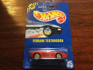 Ferrari Testarossa 35 Hot Wheels Die Cast Car 1992 Blue Card Red W/ Uh Tires